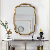 法式 饰镜北欧挂镜 梳妆镜金色浴室镜玄关镜壁挂艺术镜壁炉镜定制装