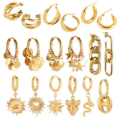 Punk Stainless Steel Earring Hoop Earrings For Women Chain