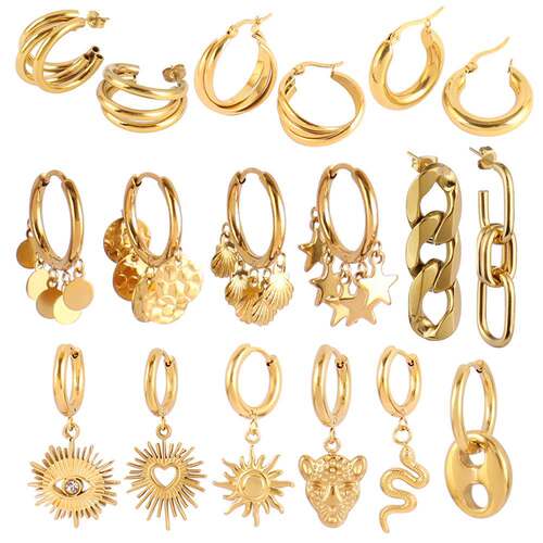 Punk Stainless Steel Earring Hoop Earrings For Women Chain