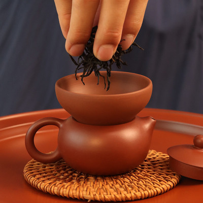 投茶器紫砂茶具配件茶叶漏斗潮州朱泥投茶斗茶盖置导茶入壶茶簸箕