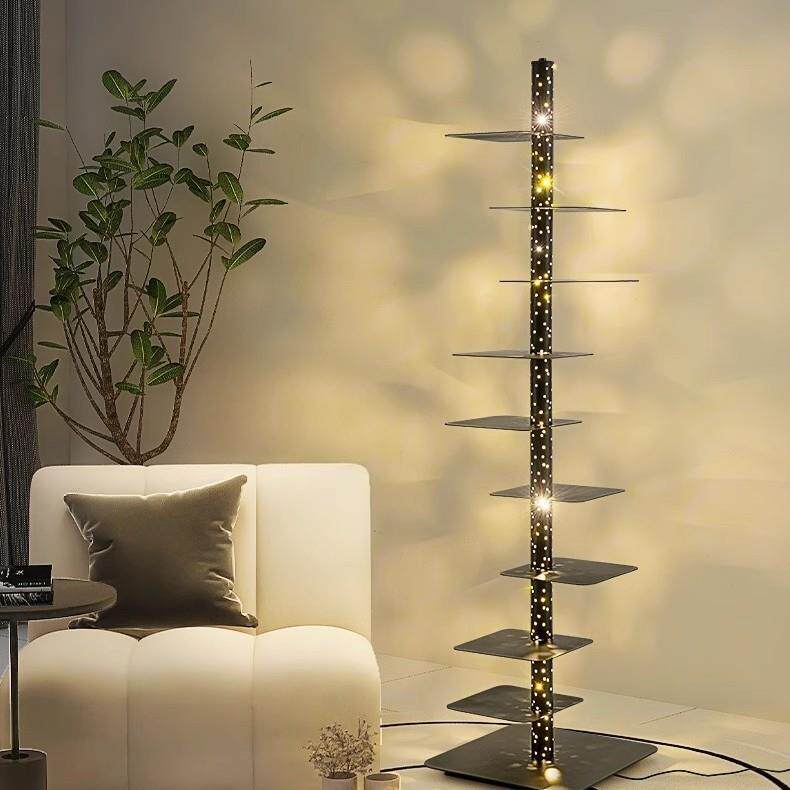 光影艺术书架创意落地灯客厅设计感2026新款卧室置物架装饰氛围灯