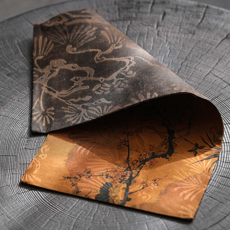 中式香云纱双面茶席茶桌干泡垫子禅意隔热茶垫桌布茶布茶道配件