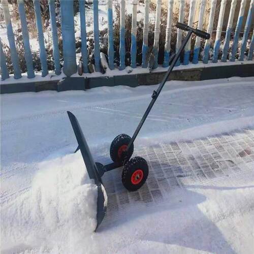 手推式单杆双杆手推式扫雪机 1米轮式推雪铲 手推滚刷式清雪车