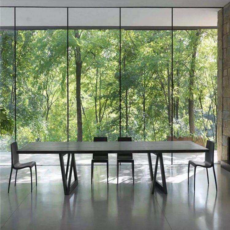 工作台简约现代复古工业风办公桌黑色电脑桌LOFT会议桌实木长桌工