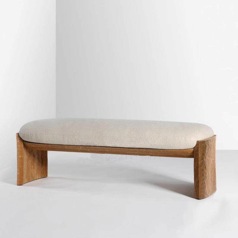 北欧设计师客厅布艺沙发凳实木饭厅餐凳卧室床尾凳长凳创意换鞋凳