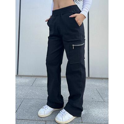 A 59483 Pocket zip cargo straight pants 口袋拉链工装直筒裤