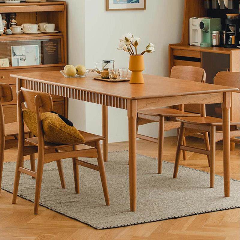 北欧全实木餐桌带抽屉饭桌日式樱桃木家用小户型长方形餐桌椅组合