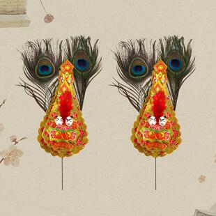 金花摆件神花参花挂红插花神位小金花神台潮汕佛具拜香炉装饰用品