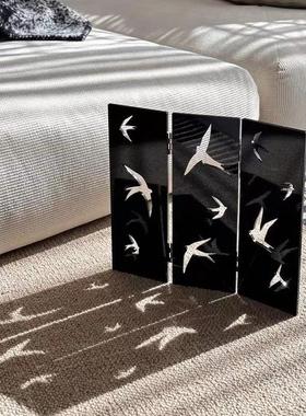 亚克力桌面屏风复古镂空燕子光影摄影道具氛围感客厅卧室装饰摆件