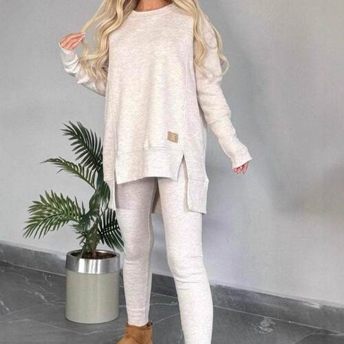 Cross Border FallWinterSelling Womens Top Slit Long Sleeve