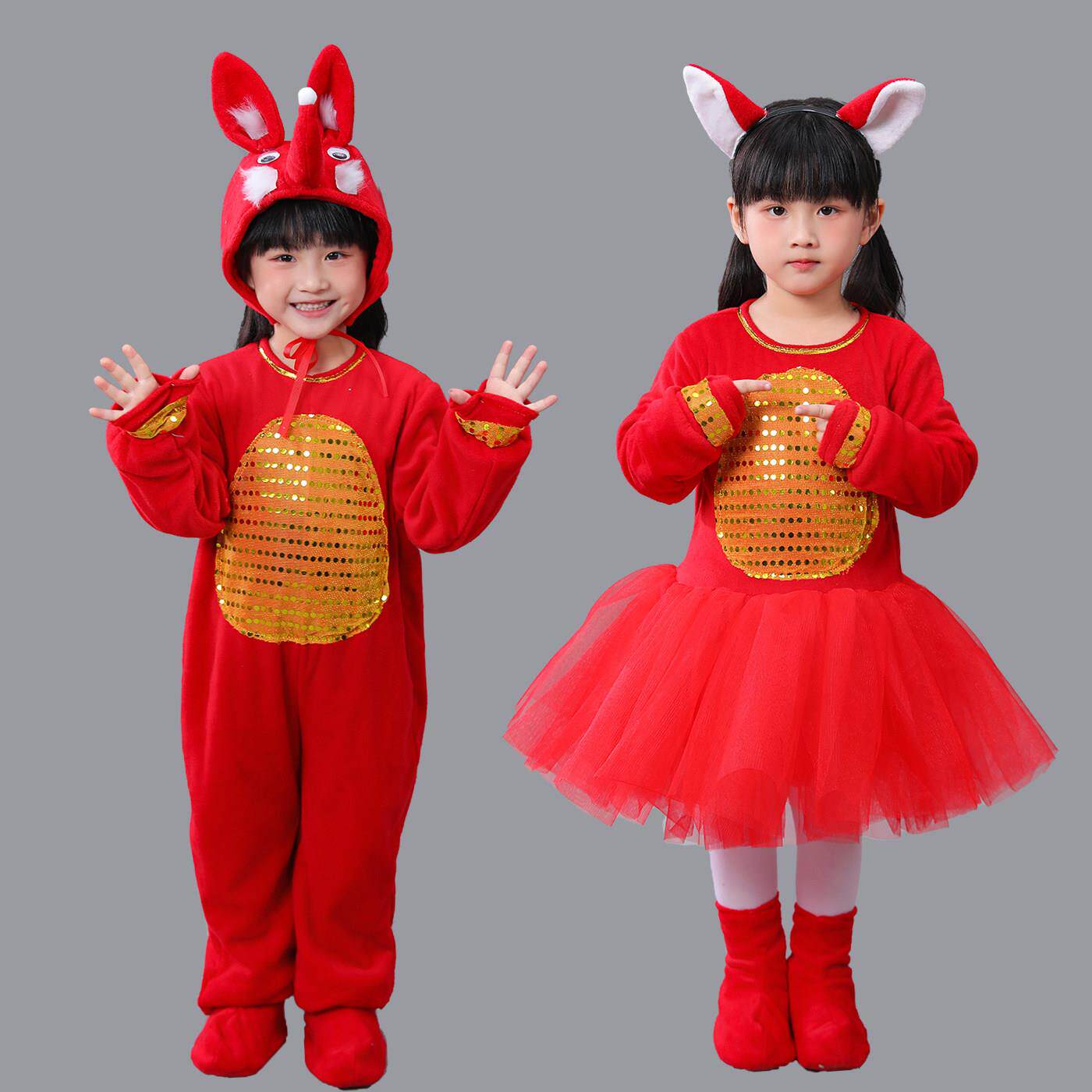 新款狐狸儿童演出服小狐狸幼儿动物服装卡通话剧狐狸舞蹈表演衣服