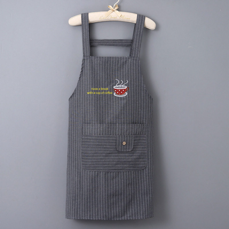 背带棉布围裙高级韩版可爱无袖情侣围兜防水家用工作服成人男女士