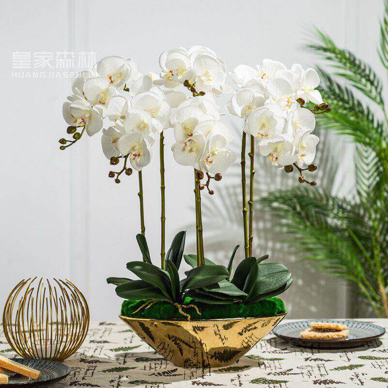 高端仿真蝴蝶兰花假花卉插花艺室内客厅桌面前台摆件装饰摆设盆栽