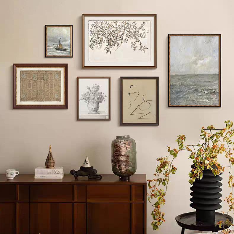 新款直销高级感法式中古风客厅背景墙装饰画组合餐厅玄关卧室复古