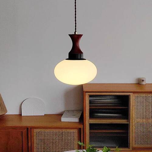 中古玻璃床头灯美式复古实木吧台餐厅床头橱窗玄关书房卧室小吊灯