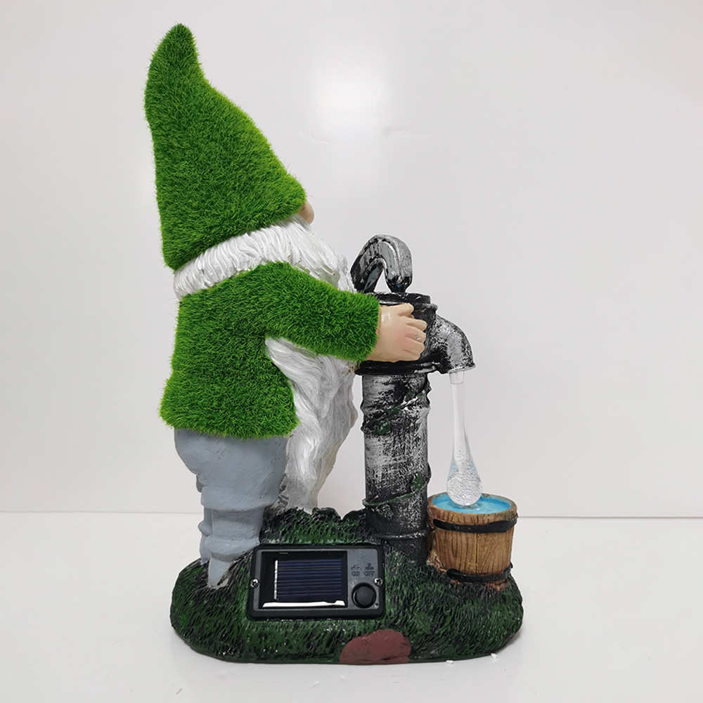 户外太阳能庭院灯摆件矮人树脂工艺品卡通精灵侏儒雕像花园装饰品