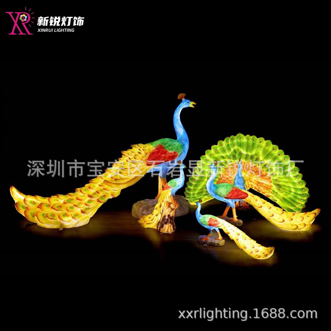 树脂工艺孔雀灯玻璃钢发光景观动物造型灯公园广场灯光节雕塑摆件