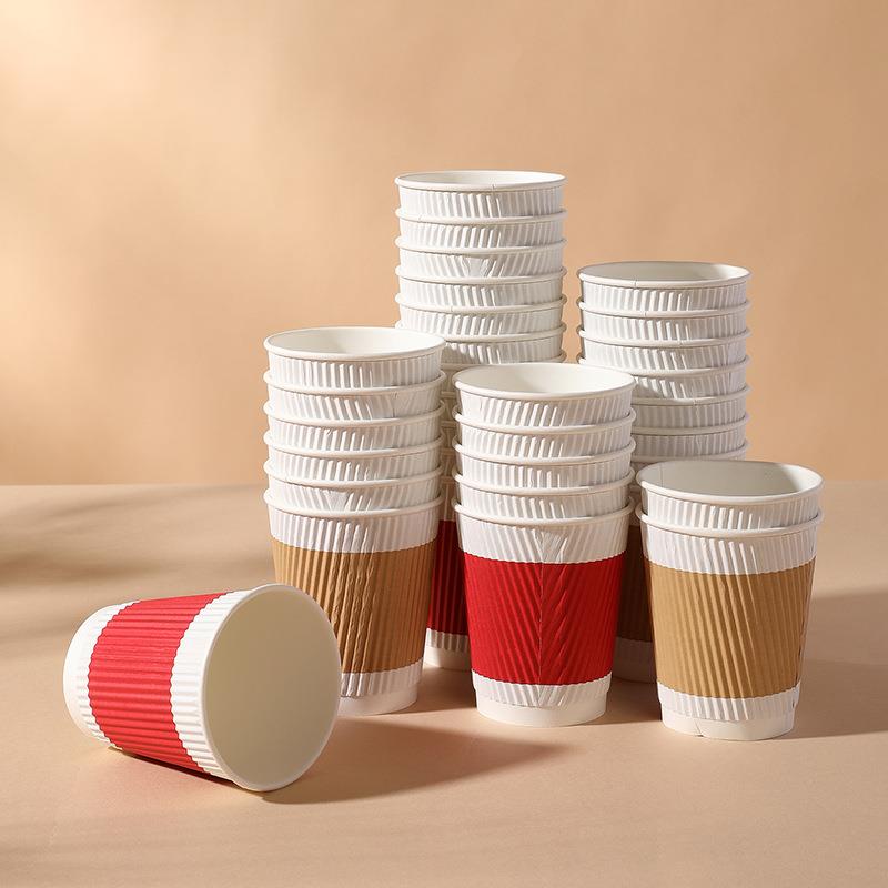 美丽一次性69230740咖杯双层雅加厚纸杯豆浆防咖啡杯烫热饮啡冷饮