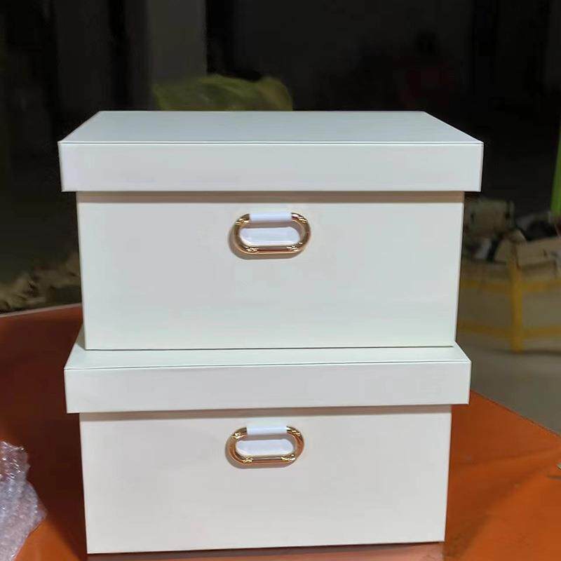 现代轻奢皮质收纳箱车载后备储物箱子样板间酒店售楼处装饰箱摆件