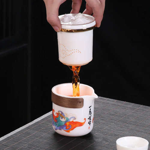 羊脂玉瓷白瓷旅行茶具便携式快客杯专用随身包套装户外功夫泡茶壶