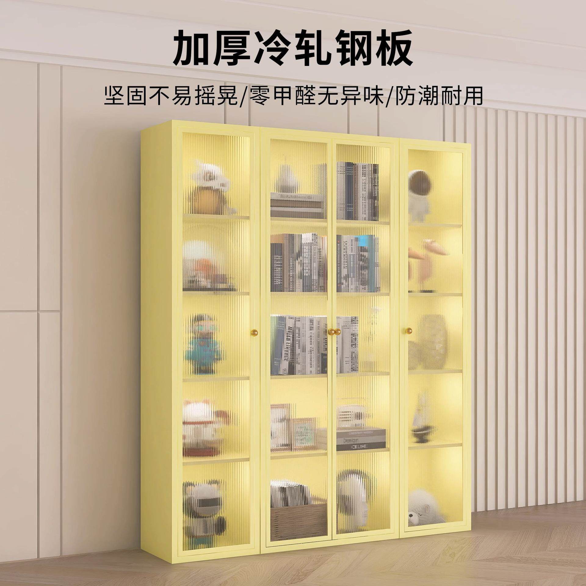铁艺书皮柜家用玻璃门置HED物儿童收纳柜北落地代铁现展示客欧厅