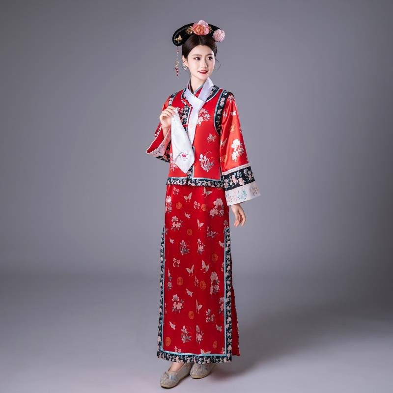 正品嬷清朝古装格格服装满族出旗服女甄古代宫女娘娘嬷宫廷嬛传演
