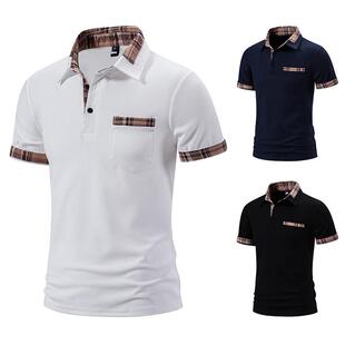 with color sleeved short men shirt collar Short blocked