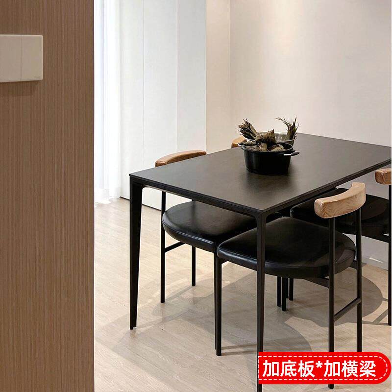 岩板餐桌加底板大小户型家用饭桌长方形现代简约餐桌椅子组合