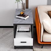 意式 岩板沙发边几轻奢边柜简约现代客厅角几小茶几床头侧边柜边桌