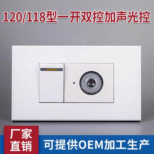 118/120型一开 双切加声光控感应延时开 关 智能声光控延时面板组