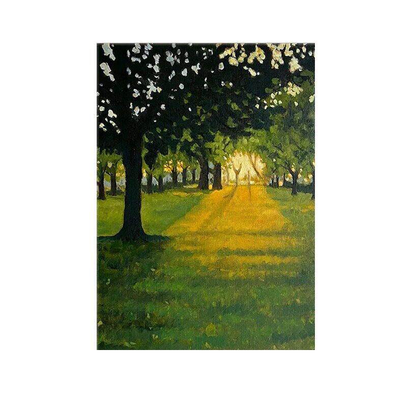 植物艺术客厅装饰画油画光影风景小众级卧室玄关挂画绿色画