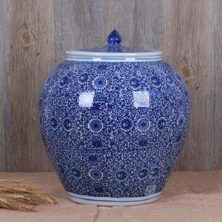 景德镇仿古颜色釉花纹陶瓷酒坛米缸家居储物罐陶瓷工艺品摆件