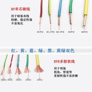 国标4平方铜芯线铜单线BV2.5平方单芯铜线1.5平方铜芯线6平方铜线