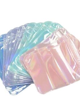 50pcs Holographic Zipper Small Jewelry Bag Pouch For Bead Ea