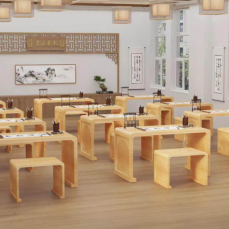 需定制实木书法桌国学桌子茶艺围棋桌古琴桌培训班学生书画 画桌