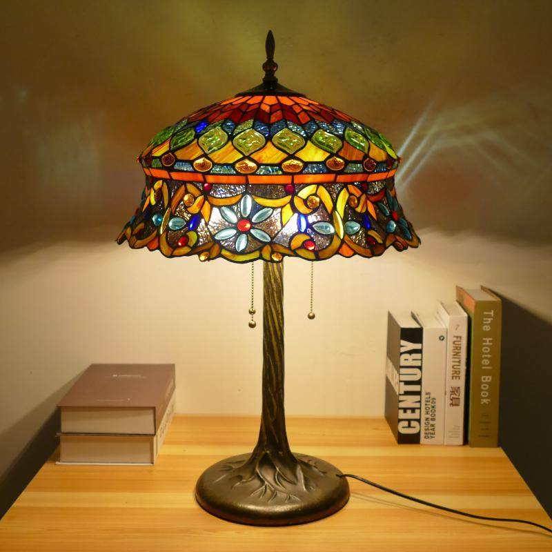新款大气客厅卧室彩色玻璃大台灯 蒂凡尼复古酒店别墅装饰大台灯