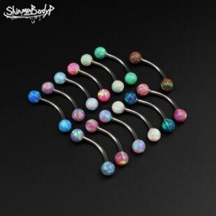 4MM外螺纹澳宝欧泊钛钢钛合金眉钉眉环欧美朋克穿刺饰品 Shinma