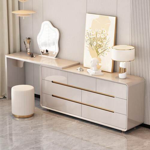 轻奢高级伸缩化妆台斗柜一体卧室床尾柜化妆台化妆桌斗柜化妆桌