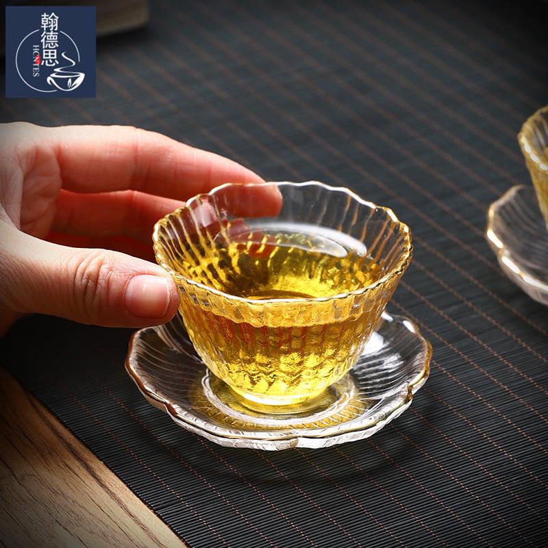 HCNTES日式玻璃品茗杯主人杯耐高温高档描金家用建盏功夫茶杯套装