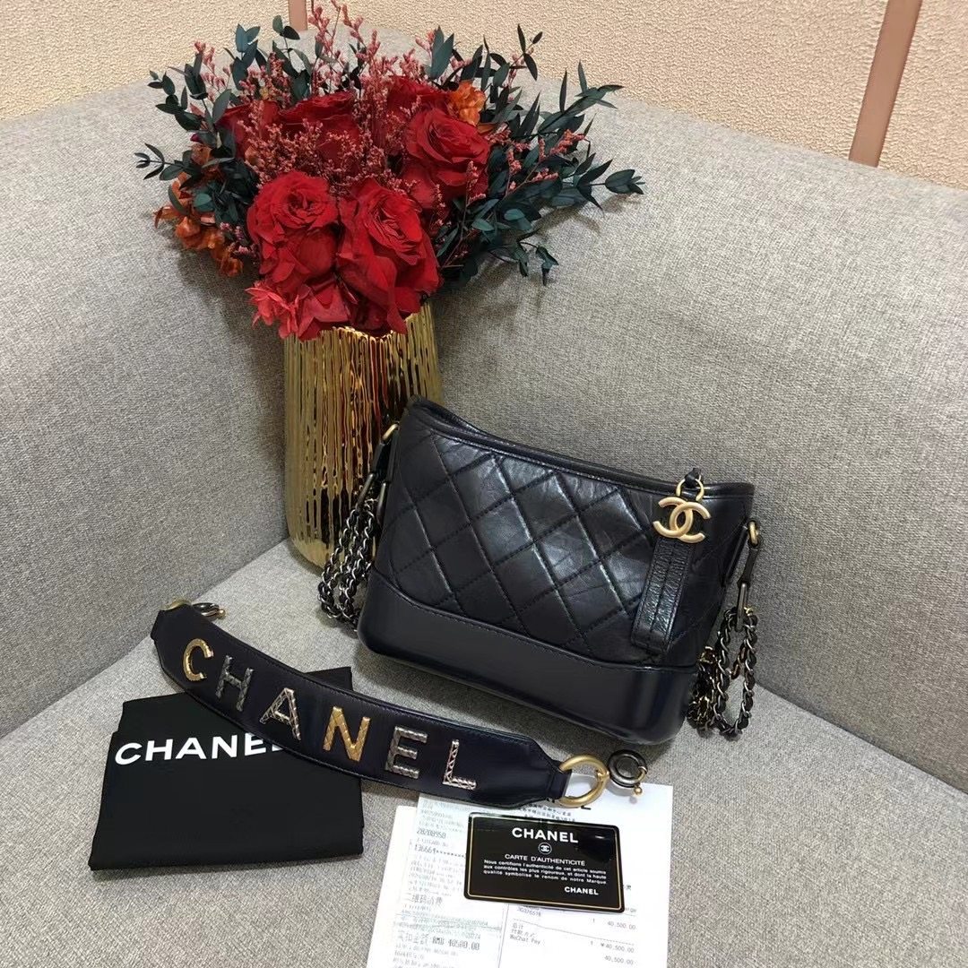 99新Chanel/香奈儿流浪包手柄小号深蓝色女款单肩斜挎链条包
