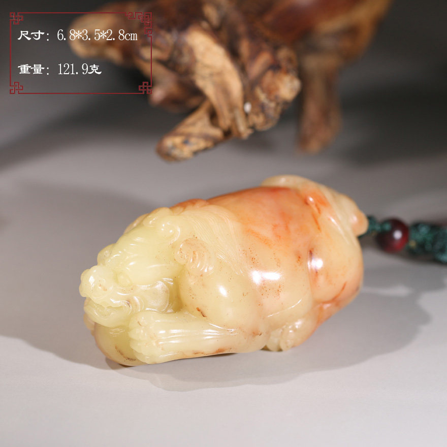 【孤品珍玩】寿山老性巧色蜡质感芙蓉石古兽手件圆润饱满p9022,家居饰品,石雕,淘宝优惠券,粉丝福利购,淘宝优惠卷
