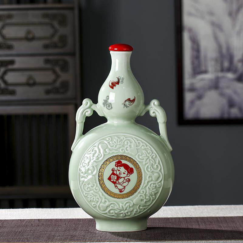 7L现代陶瓷空酒瓶1斤3斤5斤绿色白菜密封家用酒壶存藏白酒坛酒罐,餐饮具,家用酒壶,淘宝优惠券,粉丝福利购,淘宝优惠卷