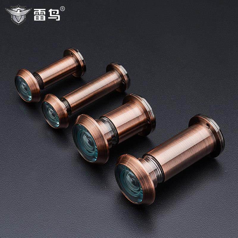 雷鸟黄铜猫眼门镜家用全铜高清广角镜片入户大门防盗门猫眼带盖子