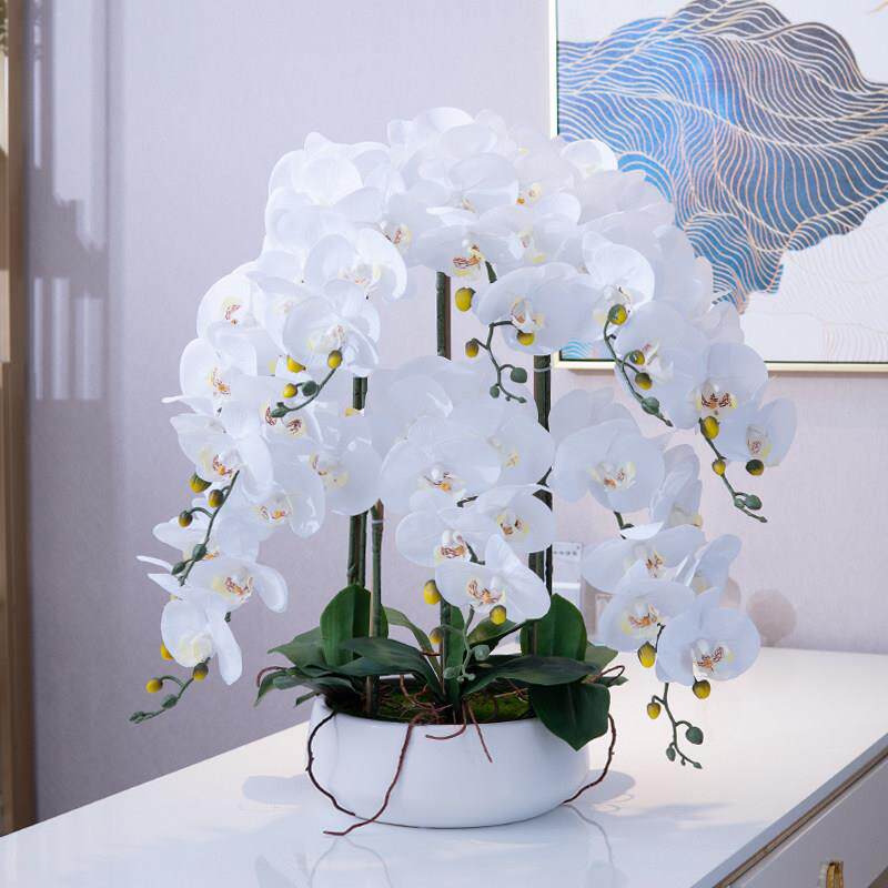 特大超手感蝴蝶兰彷真花套装假花绢花客厅装饰花摆件家居彷真盆栽