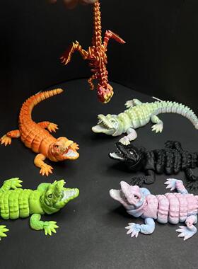 打印张嘴鳄鱼玩具雕像3D模型摆件