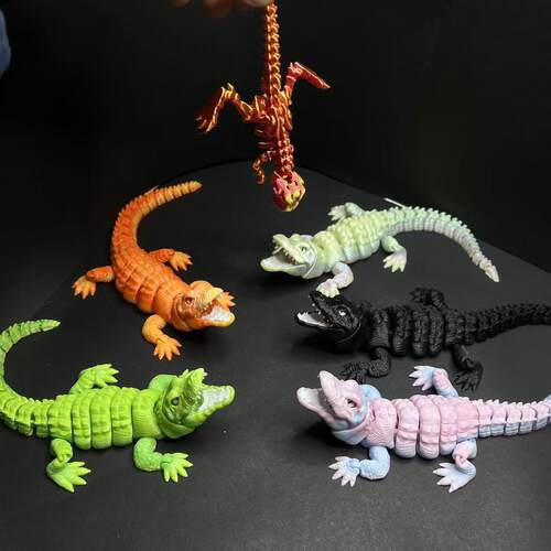 打印张嘴鳄鱼玩具雕像3D模型摆件