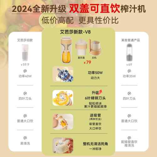 新款水式果榨汁225新款榨汁机小杯型便0携家用迷你全自动鲜榨果汁