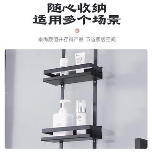 层无痕安装 打淋浴房置物架浴室双黑色纳挂架免孔H5089不锈钢卫生