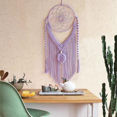 ins北欧手工编织羽毛挂毯波西米亚捕梦网装饰彩色棉线创意墙饰