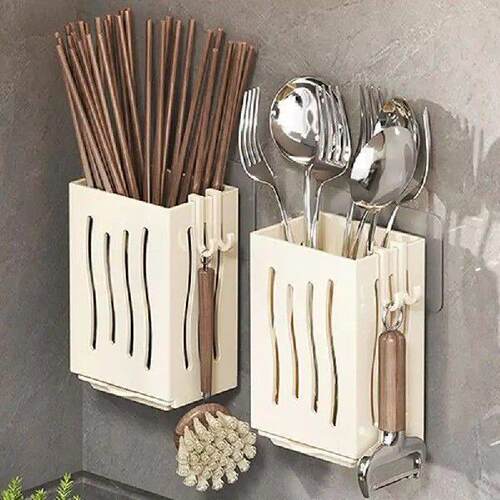 Wall Mounted Spoon And Fork Holder Kitchen Utensil Storage